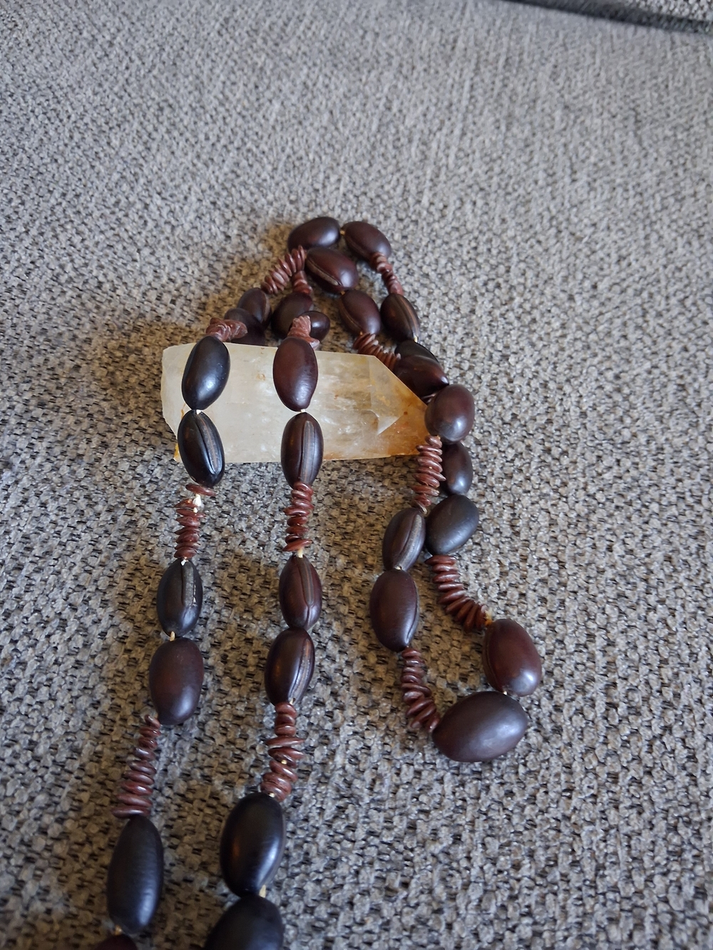Handcrafted Brown Seed Bead Necklace — Natural Brown Necklace